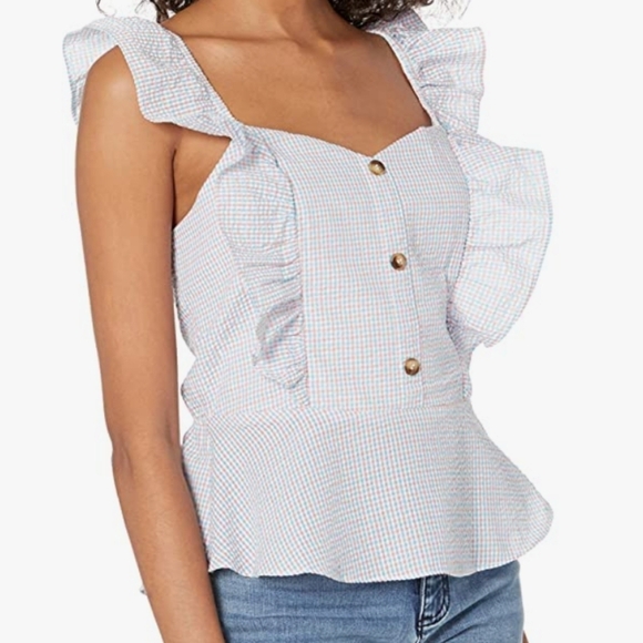 NEW Ruffled Sleeves Top Size L - Picture 2 of 10